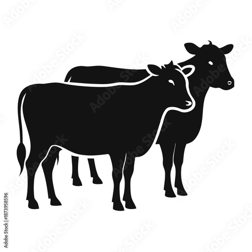 Detailed Cattle Silhouette Illustration Variation 28