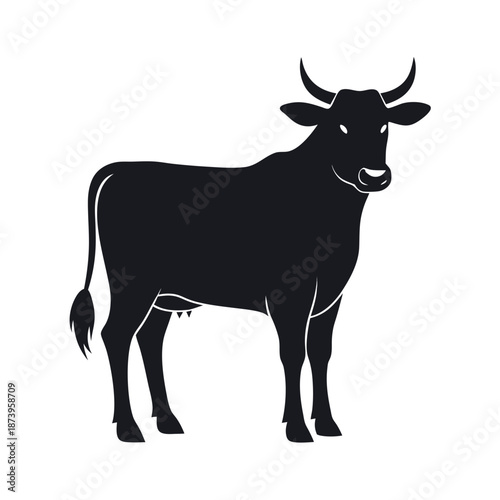 Detailed Cattle Silhouette Illustration Variation 8