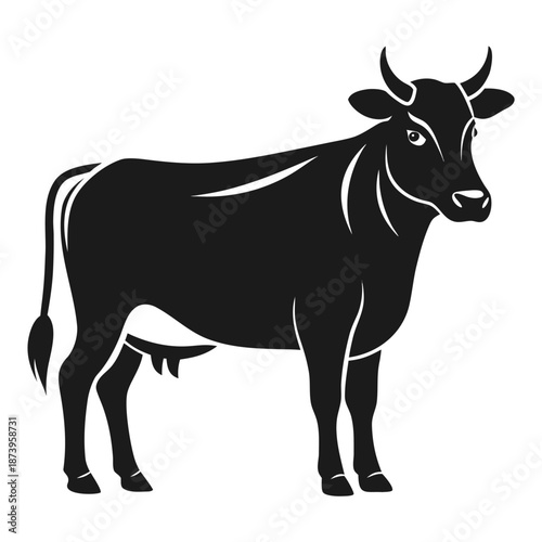 Detailed Cattle Silhouette Illustration Variation 6