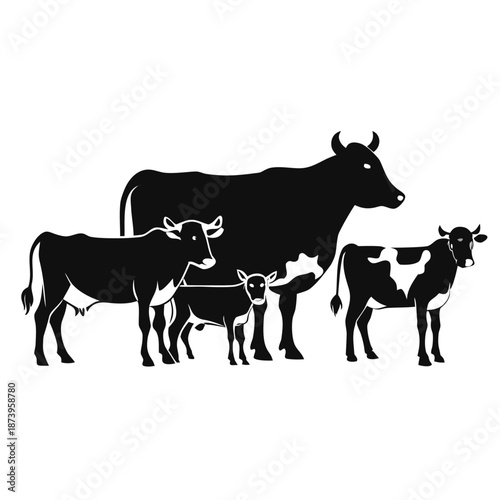 Calf and Cow Pair Vector with Balanced Composition