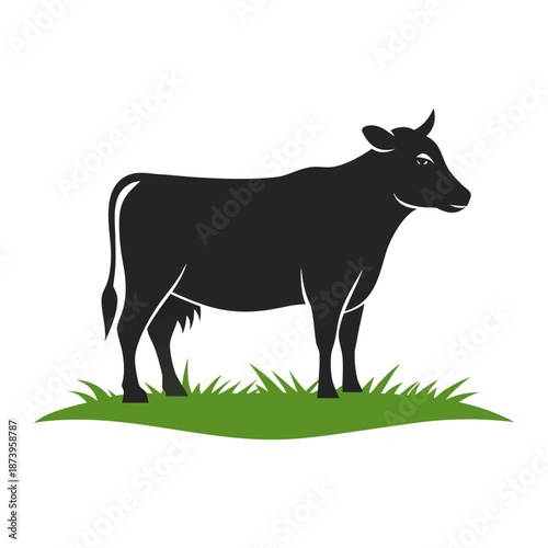 Domestic Farm Animal Silhouette in Flat Style