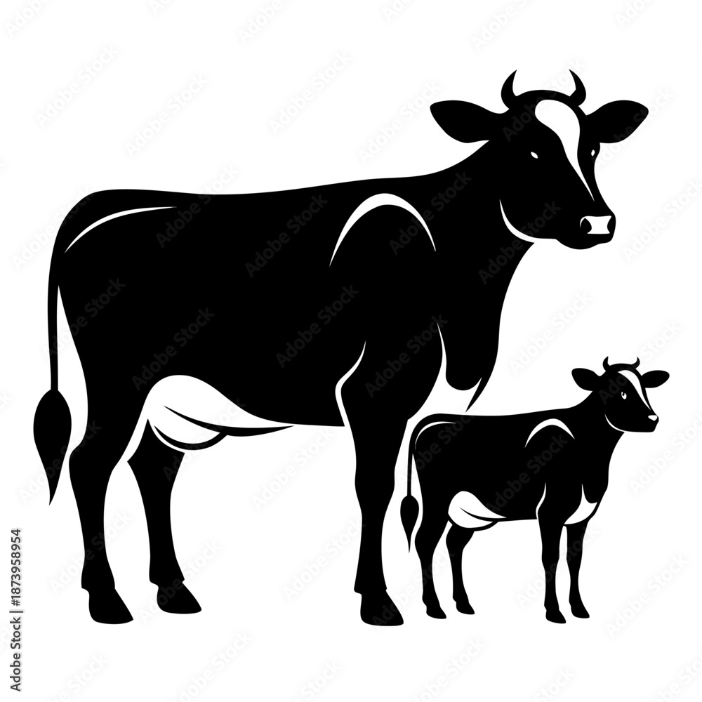 Fototapeta premium Full Body Cow Outline with Smooth Contour Finish