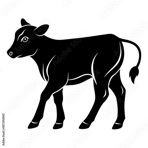Young Calf Standing Alone Minimal Vector