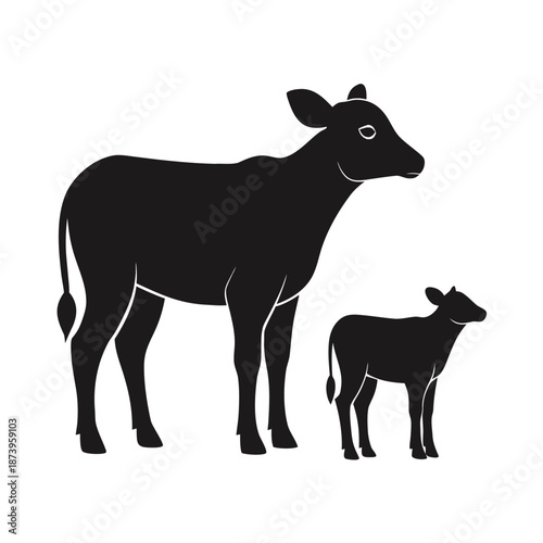 Livestock Bull Silhouette with Muscular Build Detail