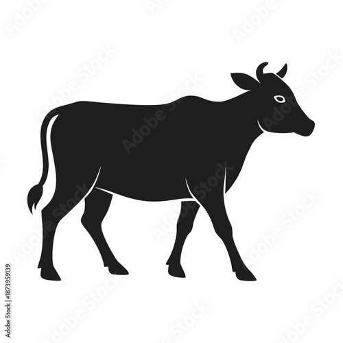 Black Angus Bull Outline in Strong Side View