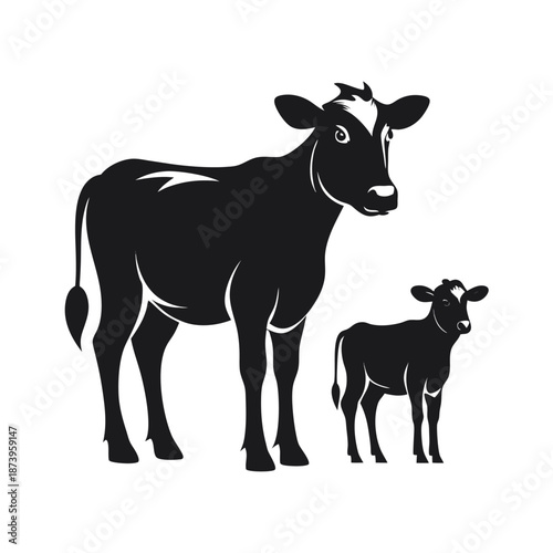 Adult Dairy Cow Silhouette Standing in Natural Posture