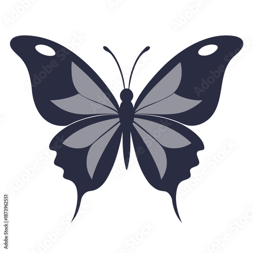 Unique artistic butterfly silhouette design variation number 13 with decorative wings