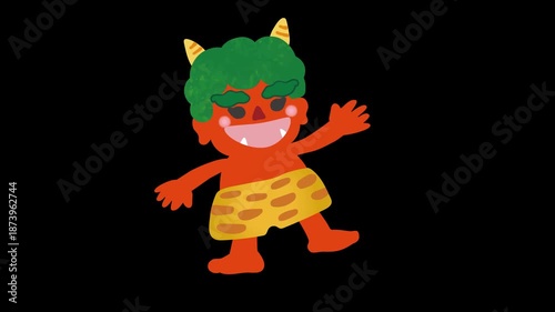 節分用揺れる可愛い赤鬼のアニメーション動画素材