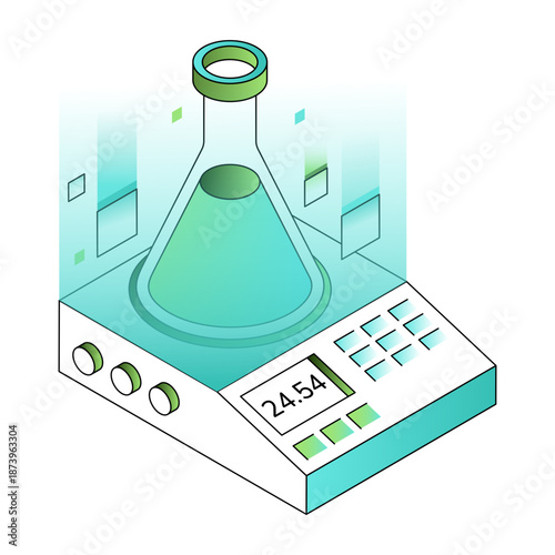 illustration depicting a laboratory scale in isometric style