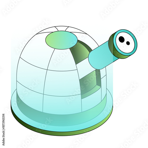An isometric style illustration showing an observatory