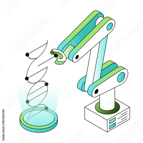 An isometric style illustration showing genetic engineering