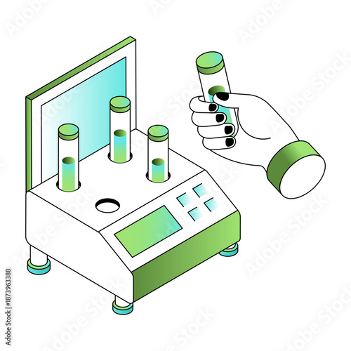 illustration depicting a mass spectrometer in isometric style