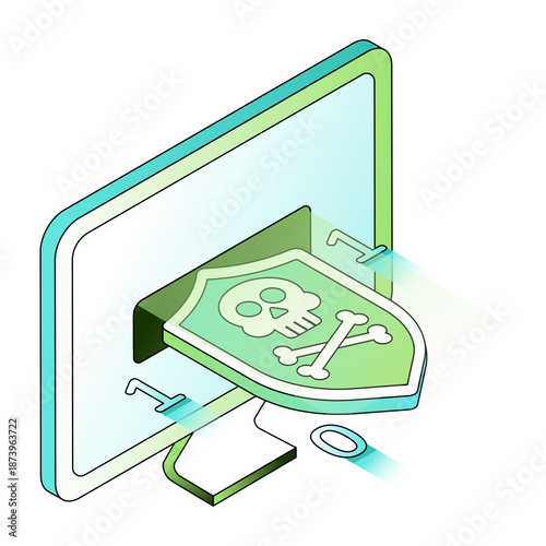 An isometric style illustration showing a cyber attack