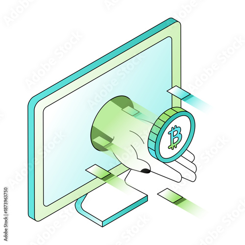 illustration depicting a virtual money in isometric style