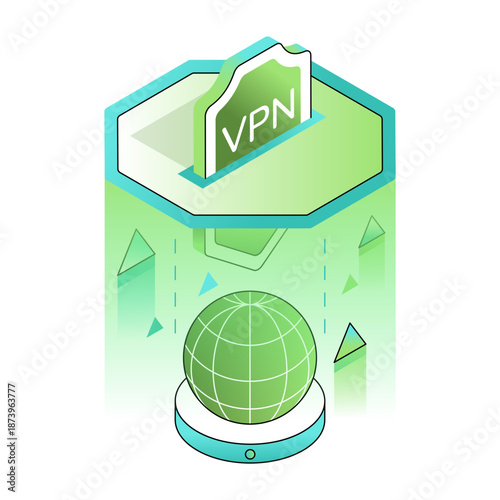 An isometric style illustration showing a vpn