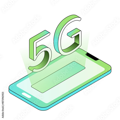 An isometric style illustration showing a 5g network