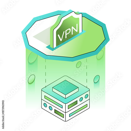 An isometric style illustration showing a private vpn