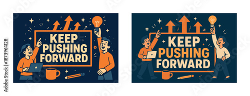 Motivational teamwork concept with diverse young adults and inspirational slogan