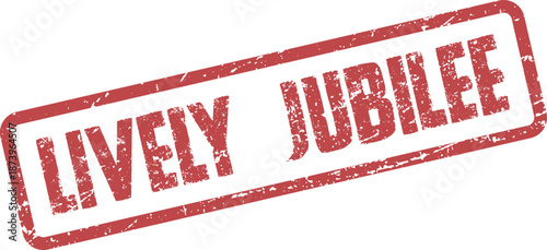 Red grunge Lively Jubilee celebration stamp for festive occasions and community events