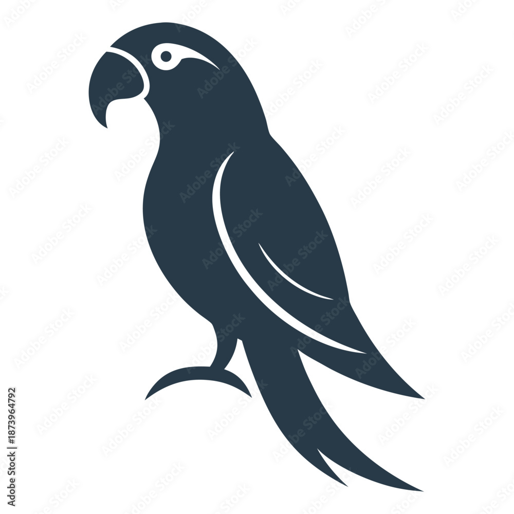 Obraz premium Elegant Parrot Profile Silhouette with Clean Vector Detailing