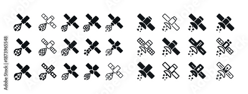 Collection of 24 unique geometric symbols in black and white