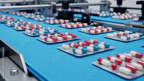 Pharmaceutical capsules and tablets on automated production line