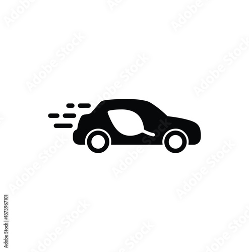 Eco car silhouette vector icon illustration isolated on white background