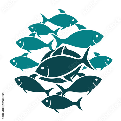 School of fish swimming in unison underwater