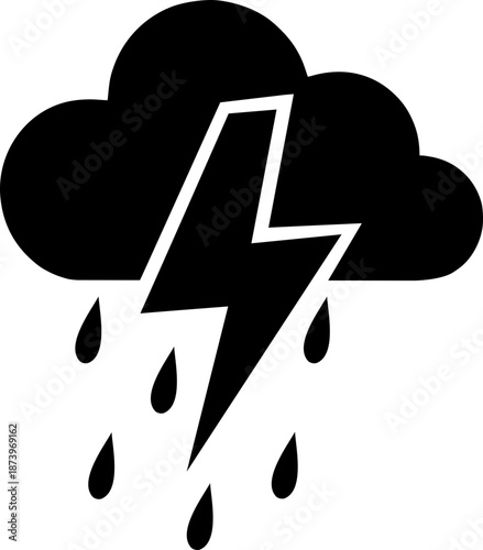 Minimalist Storm Cloud Silhouette - Modern Thunder & Rain Icon