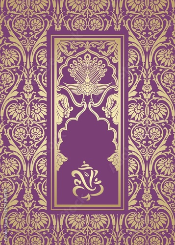 Ganesha, wedding card, royal Rajasthan, India	