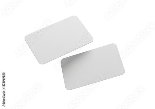Two blank white rectangular cards with rounded corners against a stark black background