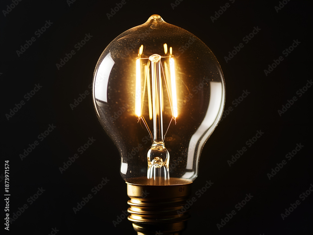 custom made wallpaper toronto digitalVintage Edison Style LED Light Bulb Glowing on Black Background