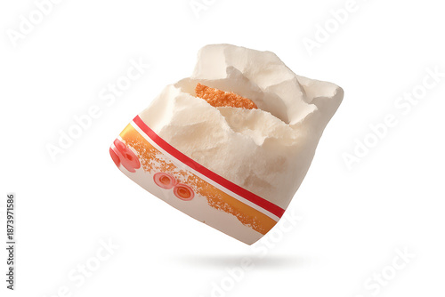 Chicken nugget in paper bag, isolated on transparent background studio