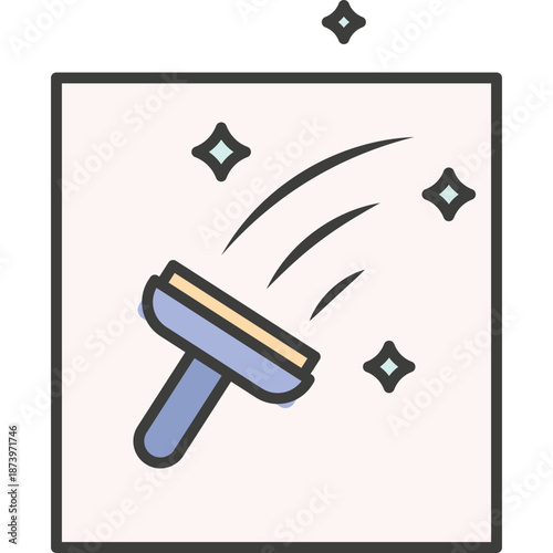 Squeegee cleaning icon with sparkles
