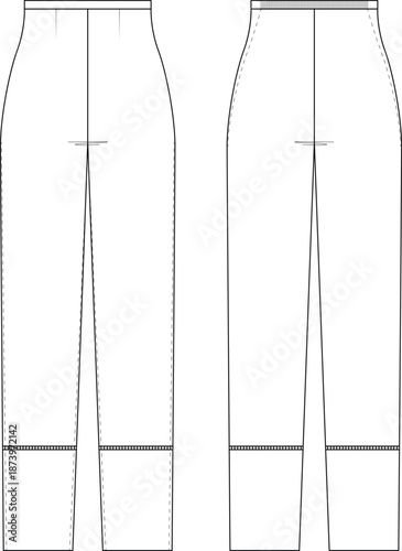Straight Trouser with Wider Hem front and back view