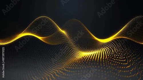 Wallpaper Mural A mesmerizing abstract video showcasing a wavy golden line on a dark background with a grid pattern Torontodigital.ca