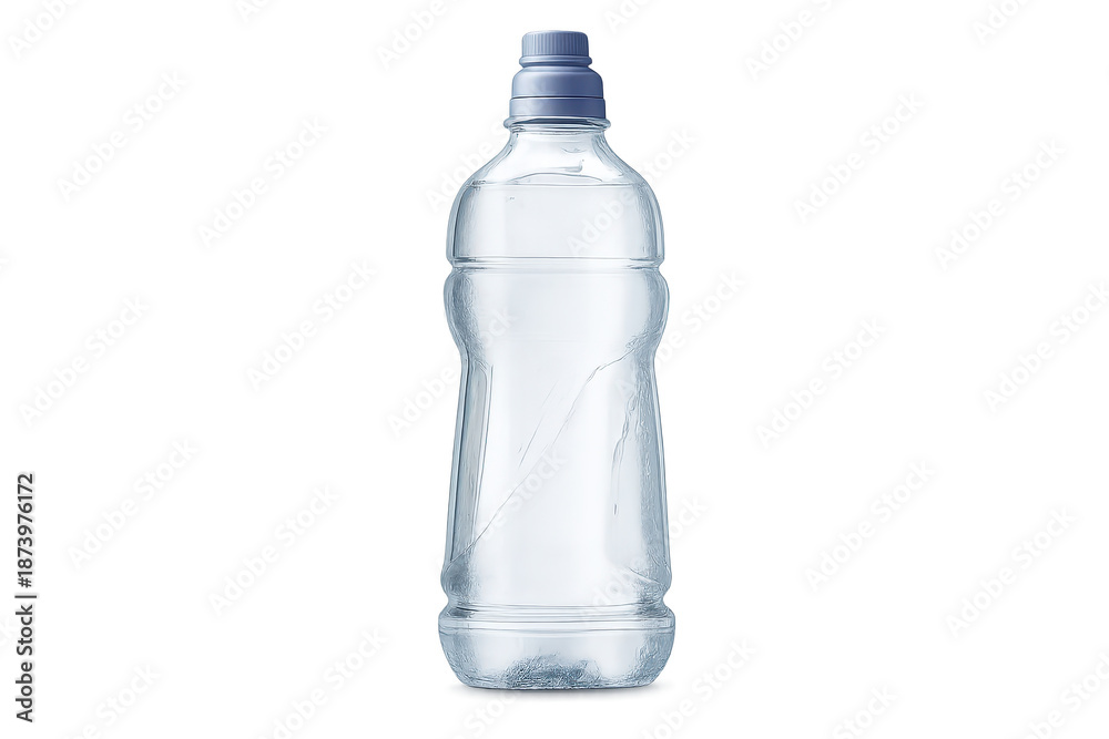 Fototapeta premium Plastic water bottle with light blue cap on transparent background.
