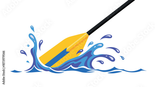 Vibrant paddle breaking blue water splash in dynamic design