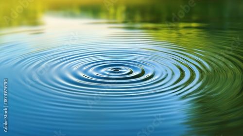concentric. Raindrops forming concentric circles on a calm water surface, serene nature scene. ESG reports, sustainability campaigns, designed for environmental awareness campaigns.