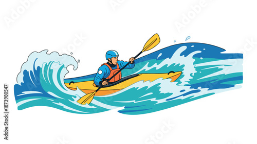 Adventurous kayaking in turbulent waters with dynamic wave action