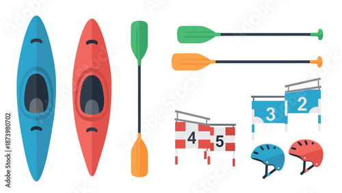 Flat kayaking equipment and accessories for water sports enthusiasts