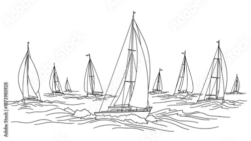 Nautical adventure: sailing boats in rough seas