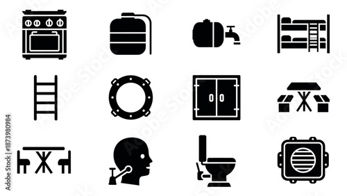 Black and white nautical and home silhouettes collection