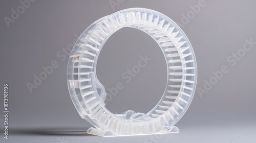 antecedence. Hamster wheel in endless rotation on a plain grey background. wildlife magazines, conservation campaigns, designed for nature documentaries and education, used by health educators.