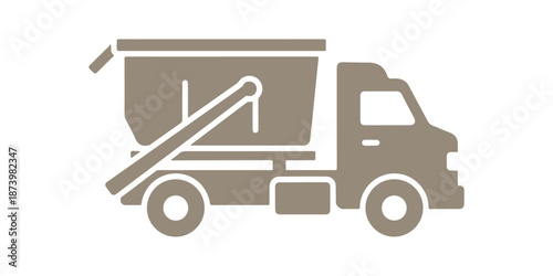 Roll-off truck icon. Open-top dumpster. Clearing out spaces. A handy disposal choice. Removing household junk. Vector illustration isolated.