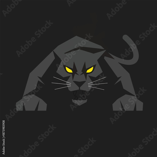 Stylized Black Panther Illustration with Intense Yellow Eyes.