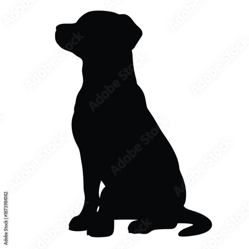 A silhouette of a dog facing left created in vector format