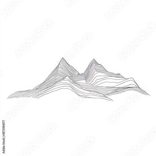 Abstract line art illustration of mountain range