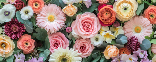 Vibrant Multicolor Floral Border with Greenery