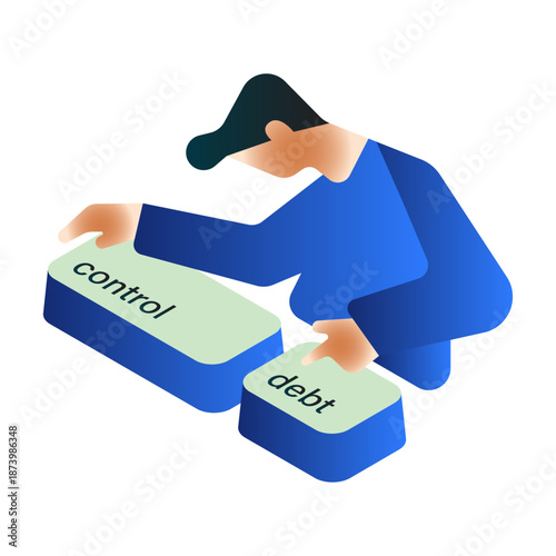Abstract illustration of financial debt management and control decision concept.